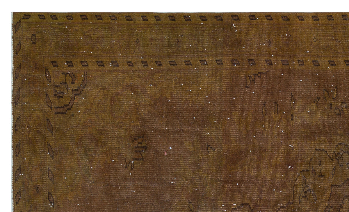 Brown Over Dyed Vintage Rug 5&#39;4&#39;&#39; x 8&#39;10&#39;&#39; ft 163 x 270 cm