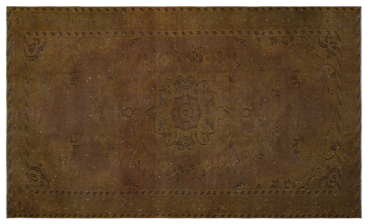 Brown Over Dyed Vintage Rug 5&#39;4&#39;&#39; x 8&#39;10&#39;&#39; ft 163 x 270 cm