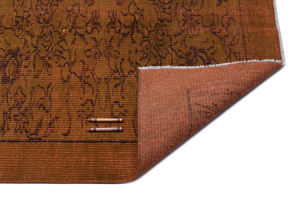 Brown Over Dyed Vintage Rug 6&#39;2&#39;&#39; x 9&#39;1&#39;&#39; ft 187 x 278 cm
