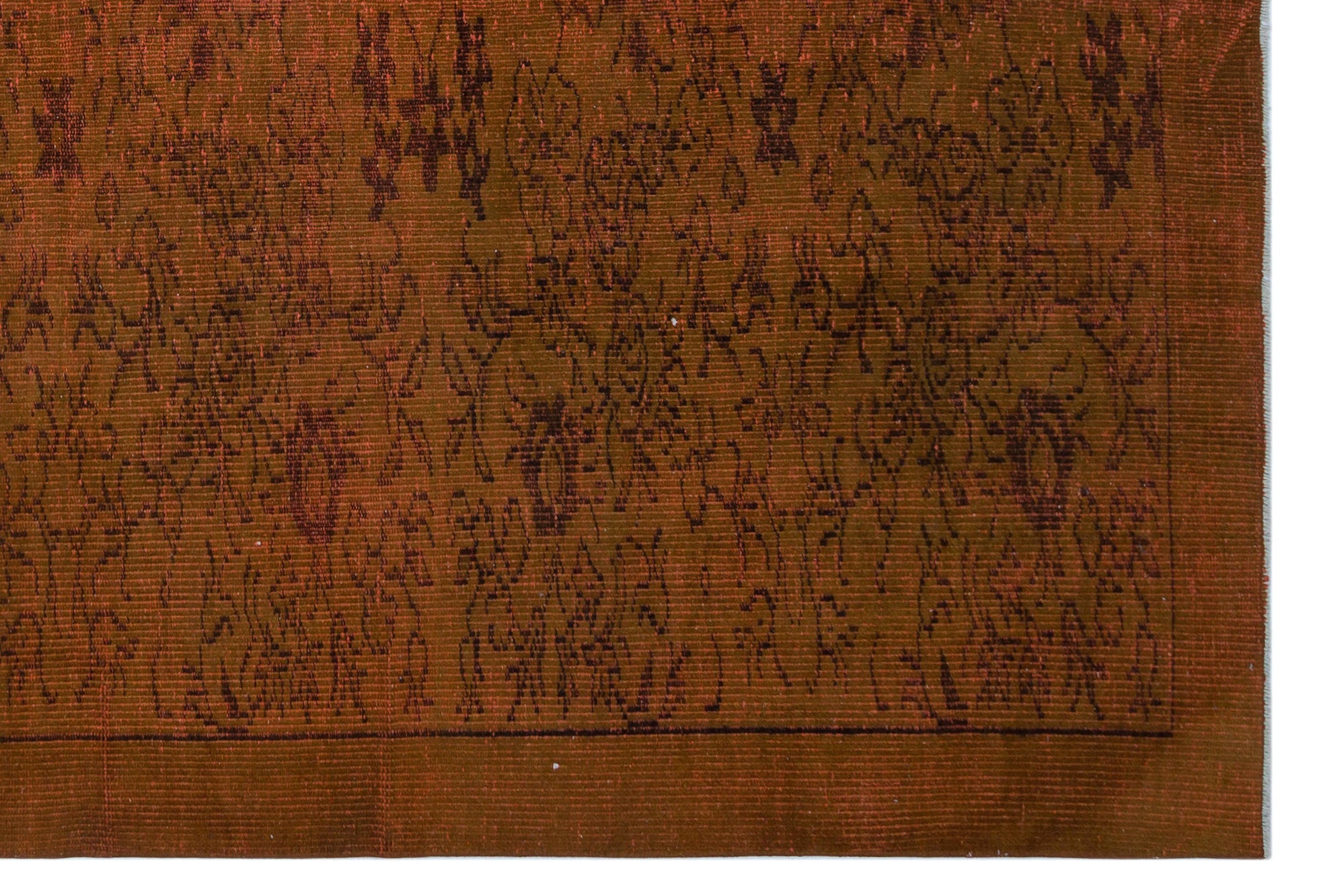 Brown Over Dyed Vintage Rug 6'2'' x 9'1'' ft 187 x 278 cm