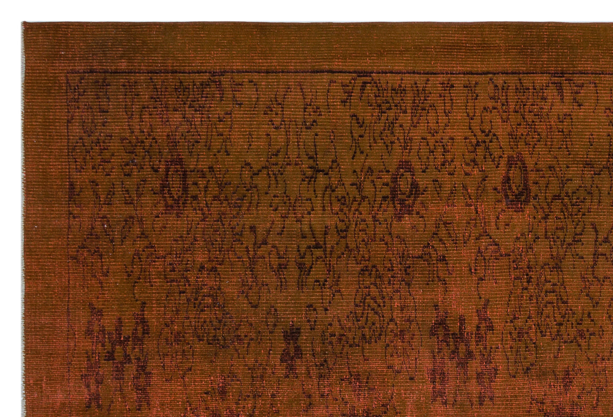 Brown Over Dyed Vintage Rug 6&#39;2&#39;&#39; x 9&#39;1&#39;&#39; ft 187 x 278 cm