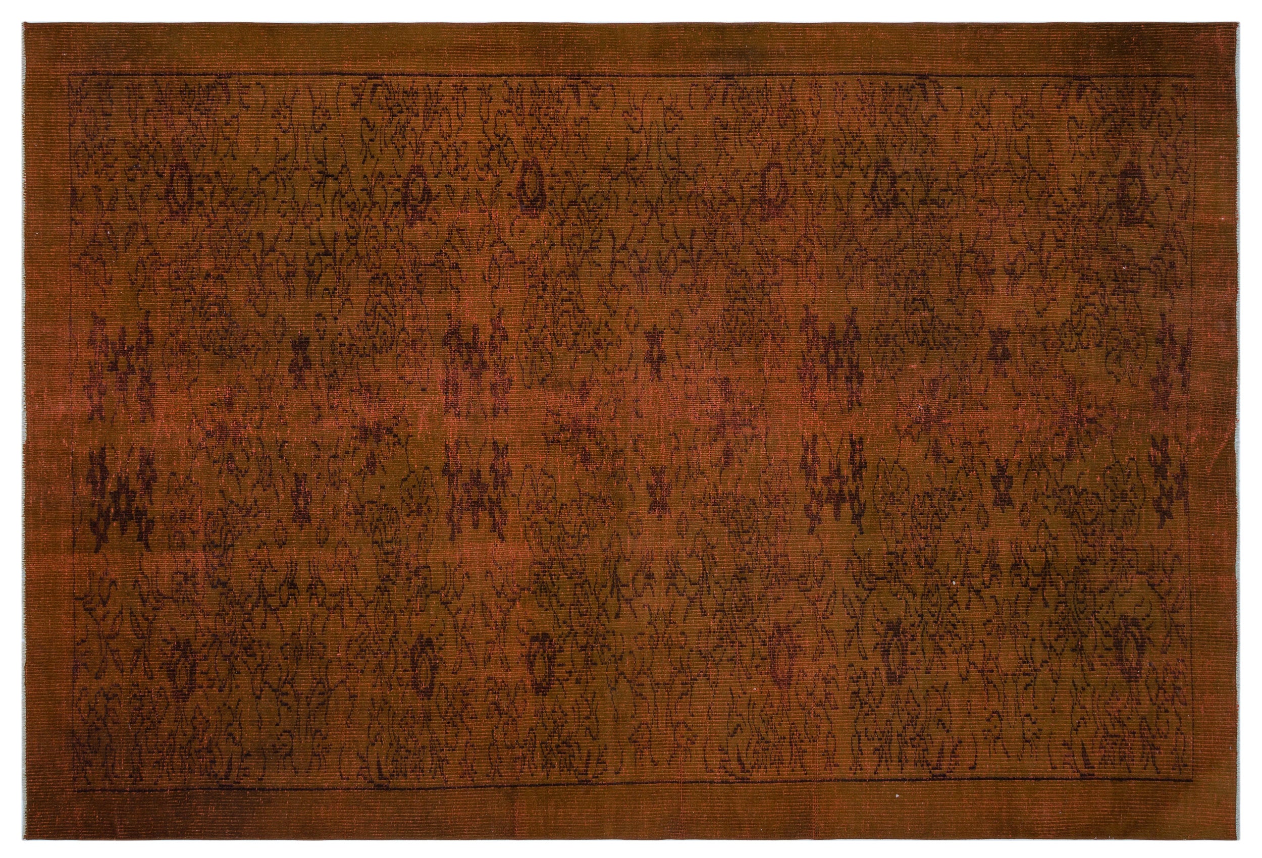 Brown Over Dyed Vintage Rug 6'2'' x 9'1'' ft 187 x 278 cm