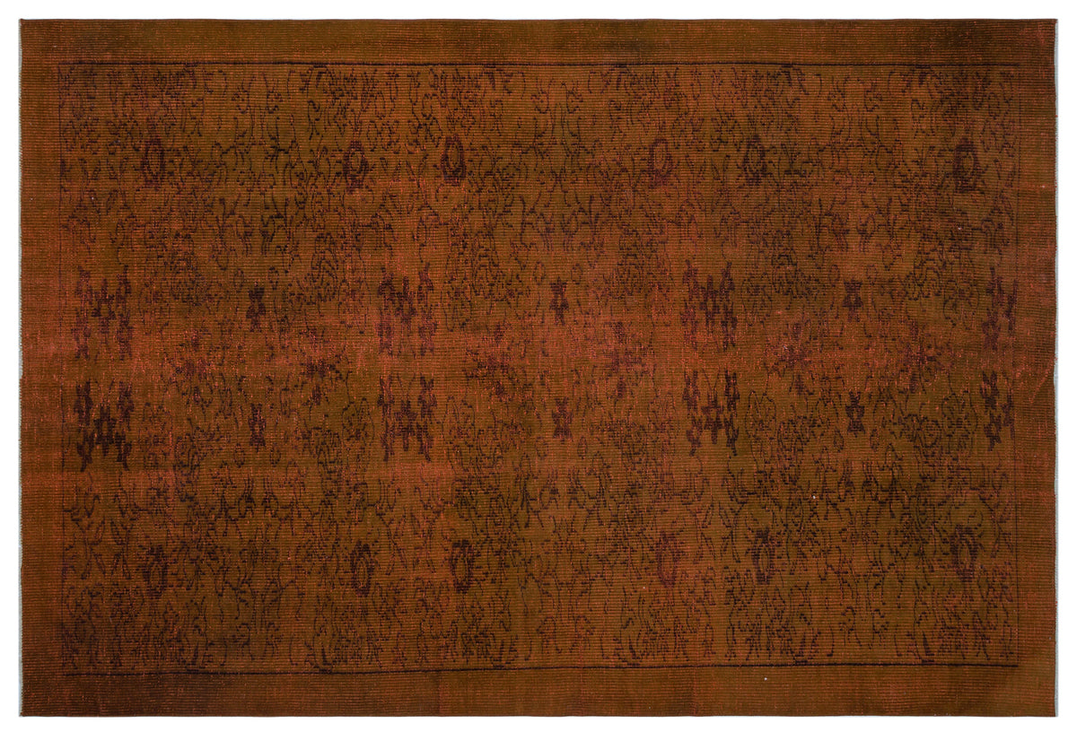 Brown Over Dyed Vintage Rug 6&#39;2&#39;&#39; x 9&#39;1&#39;&#39; ft 187 x 278 cm