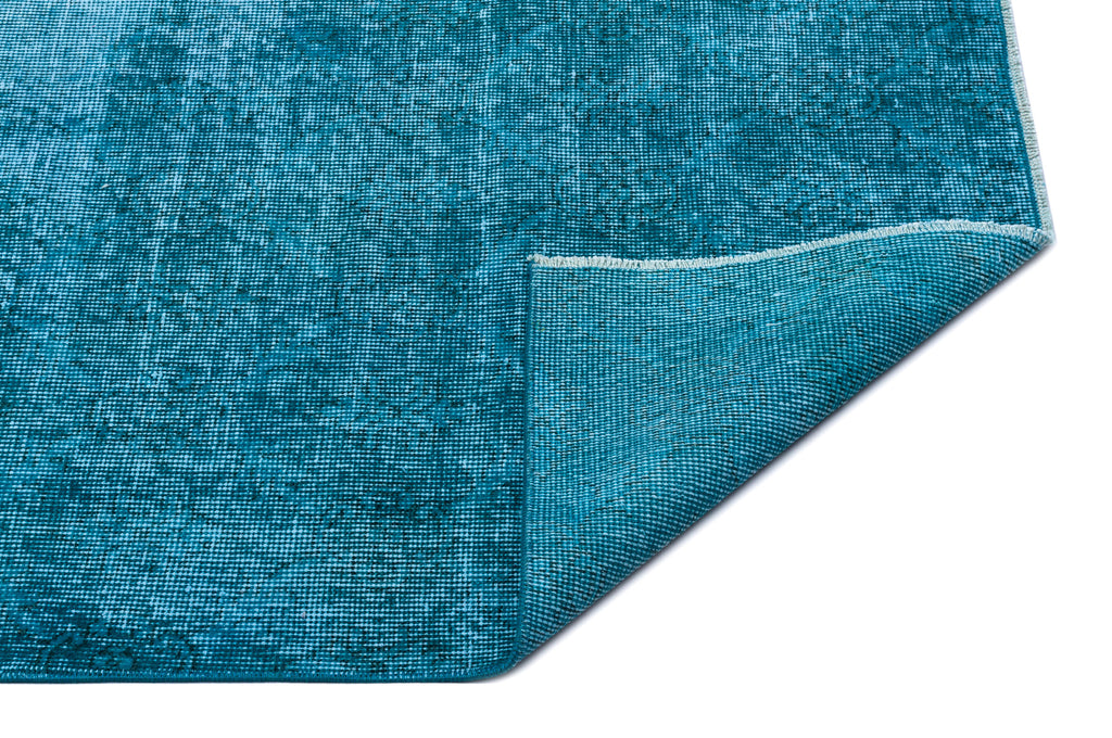 Turquoise  Over Dyed Vintage Rug 3'9'' x 6'8'' ft 115 x 203 cm