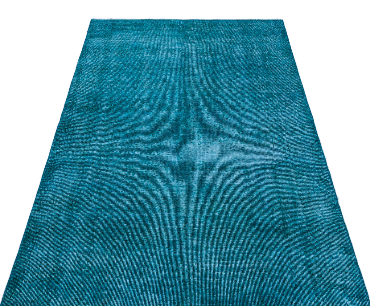 Turquoise  Over Dyed Vintage Rug 3&#39;9&#39;&#39; x 6&#39;8&#39;&#39; ft 115 x 203 cm