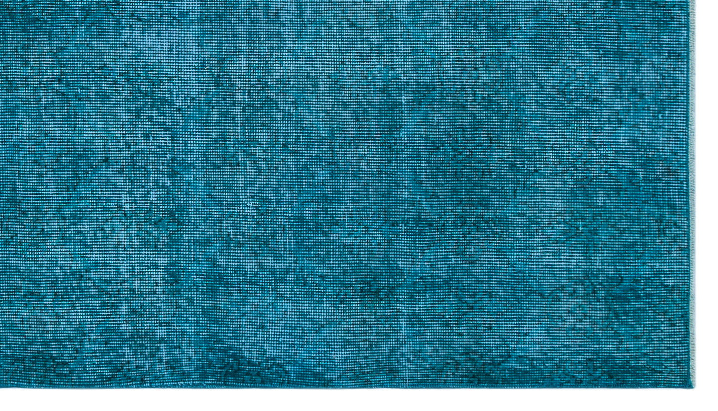 Turquoise  Over Dyed Vintage Rug 3'9'' x 6'8'' ft 115 x 203 cm