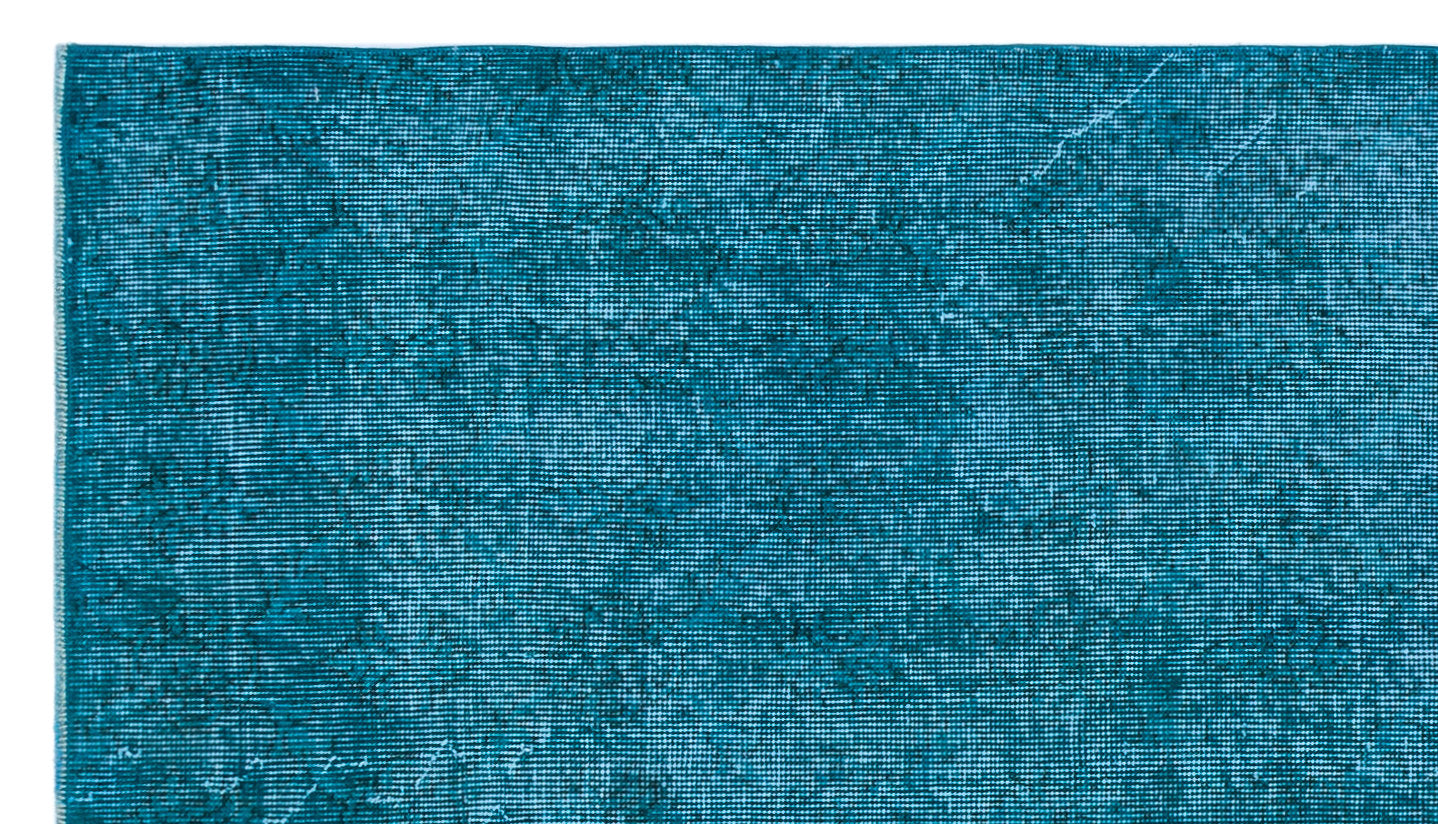 Turquoise  Over Dyed Vintage Rug 3'9'' x 6'8'' ft 115 x 203 cm