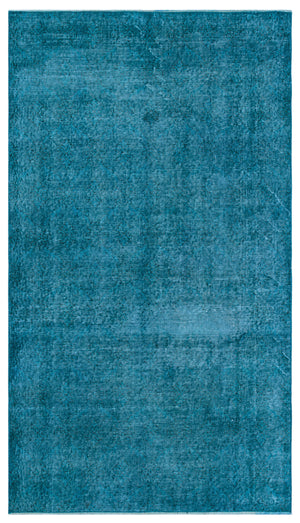 Turquoise  Over Dyed Vintage Rug 3'9'' x 6'8'' ft 115 x 203 cm