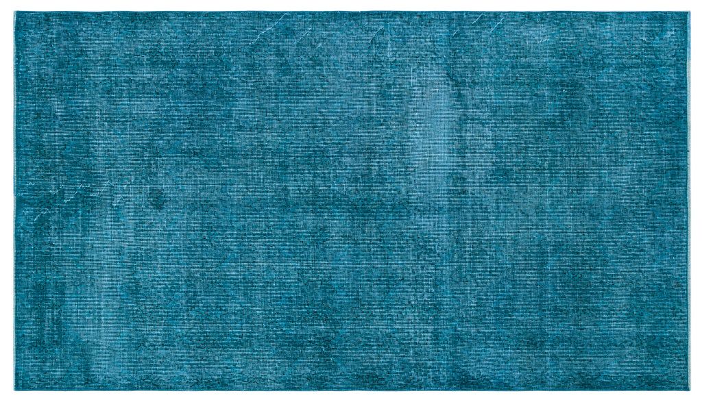 Turquoise  Over Dyed Vintage Rug 3'9'' x 6'8'' ft 115 x 203 cm