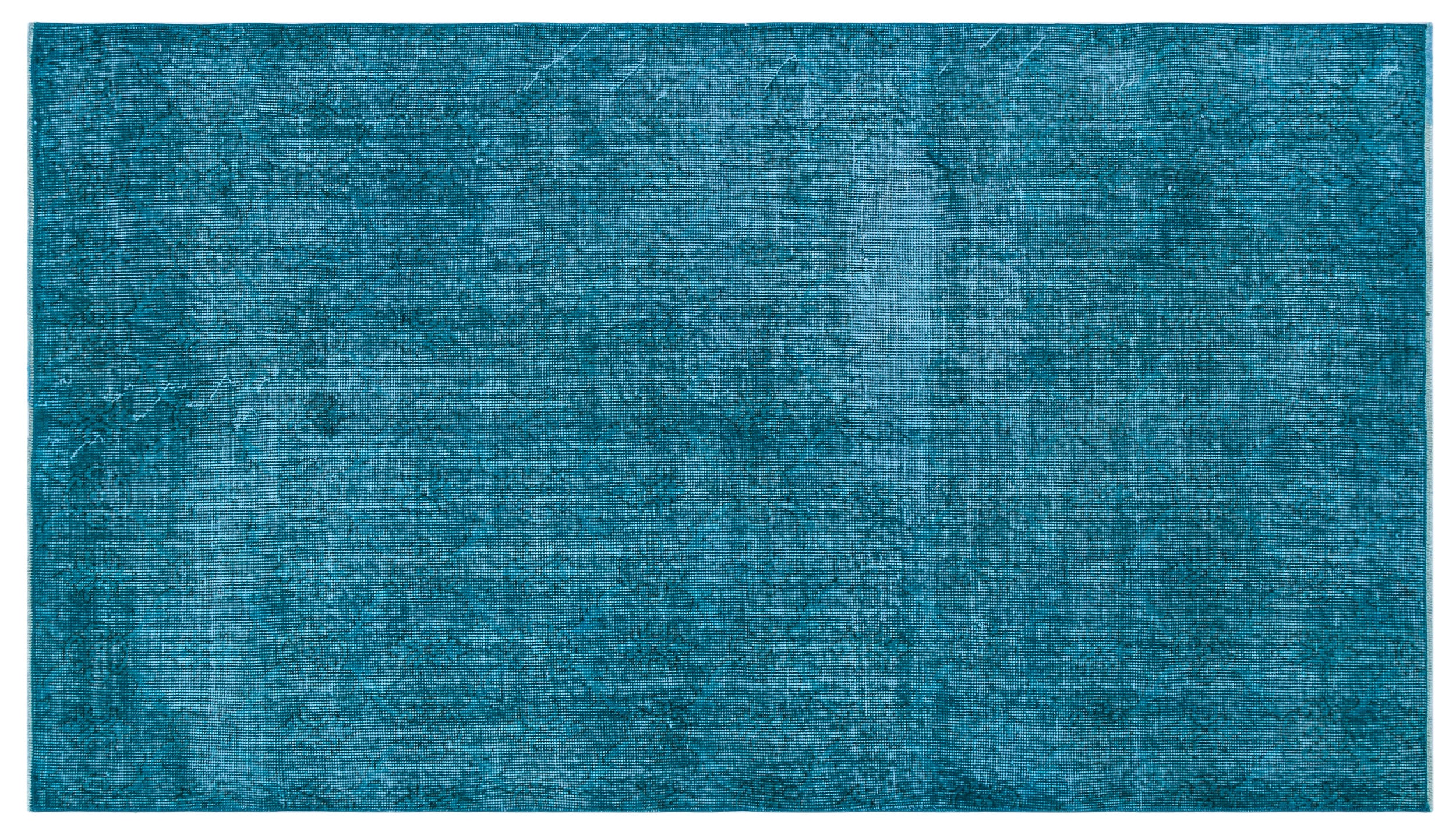 Turquoise  Over Dyed Vintage Rug 3'9'' x 6'8'' ft 115 x 203 cm