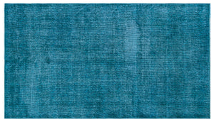 Turquoise  Over Dyed Vintage Rug 3'9'' x 6'8'' ft 115 x 203 cm