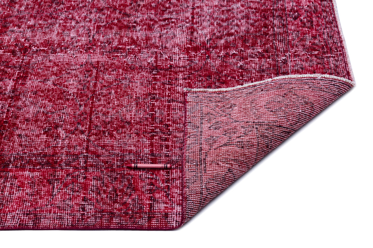 Red Over Dyed Vintage Rug 3&#39;6&#39;&#39; x 6&#39;9&#39;&#39; ft 106 x 206 cm