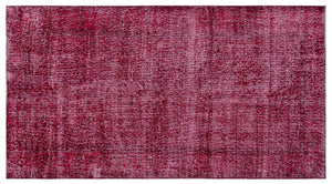Red Over Dyed Vintage Rug 3'6'' x 6'9'' ft 106 x 206 cm