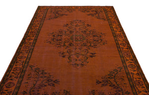 Orange Over Dyed Vintage Rug 5'10'' x 9'8'' ft 179 x 295 cm