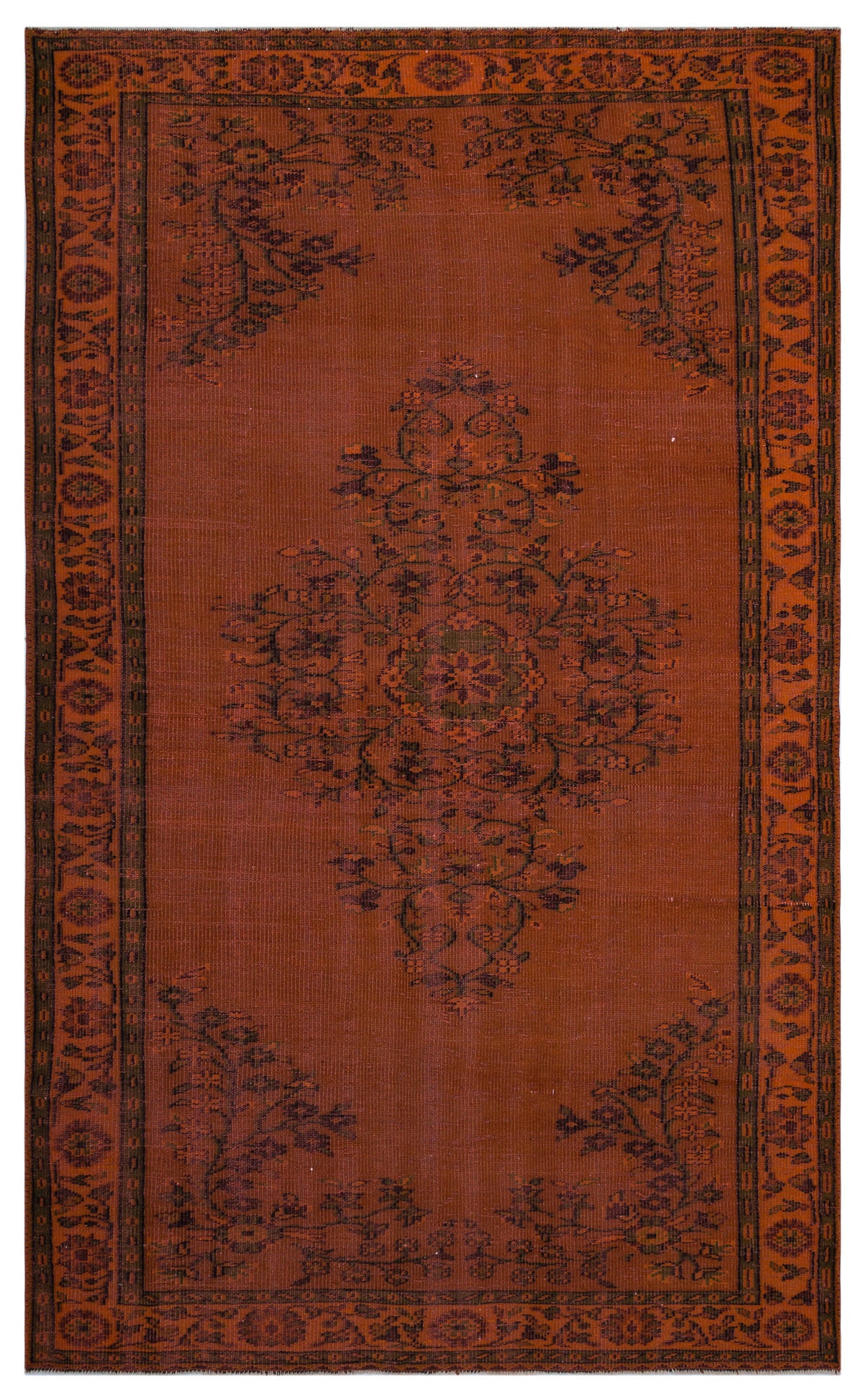 Orange Over Dyed Vintage Rug 5&#39;10&#39;&#39; x 9&#39;8&#39;&#39; ft 179 x 295 cm