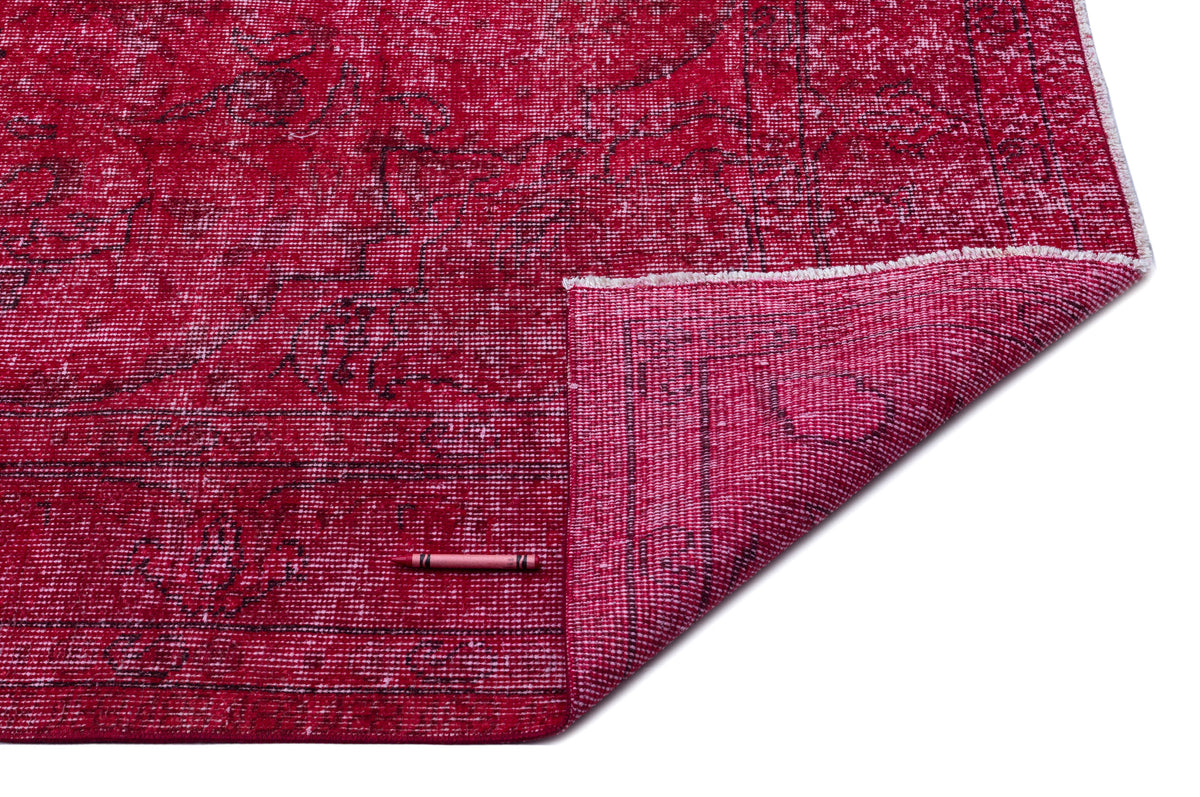 Red Over Dyed Vintage Rug 6&#39;2&#39;&#39; x 9&#39;8&#39;&#39; ft 188 x 294 cm