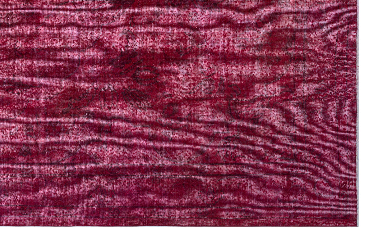 Red Over Dyed Vintage Rug 6&#39;2&#39;&#39; x 9&#39;8&#39;&#39; ft 188 x 294 cm