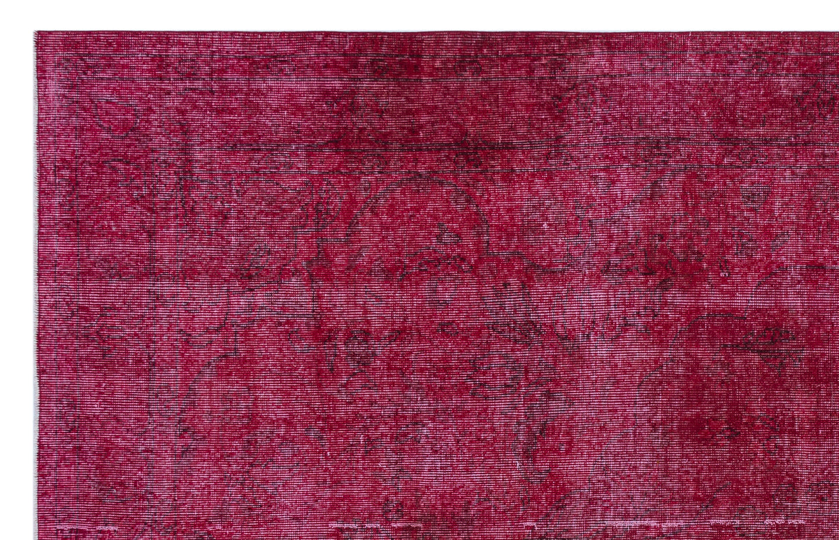 Red Over Dyed Vintage Rug 6&#39;2&#39;&#39; x 9&#39;8&#39;&#39; ft 188 x 294 cm