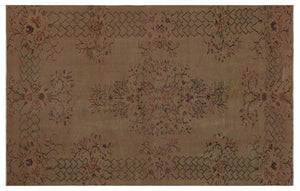 Brown Over Dyed Vintage Rug 5'3'' x 8'4'' ft 159 x 253 cm