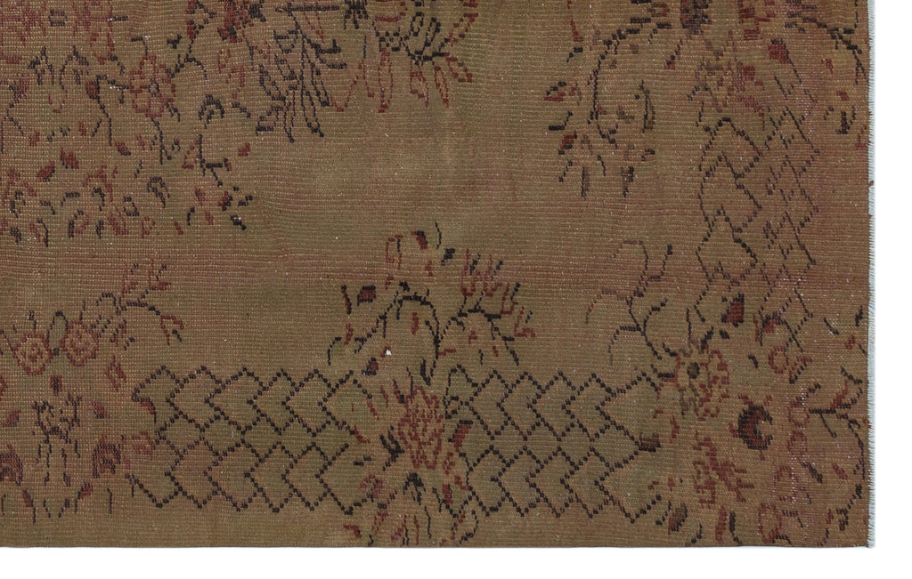 Brown Over Dyed Vintage Rug 5'3'' x 8'4'' ft 159 x 253 cm