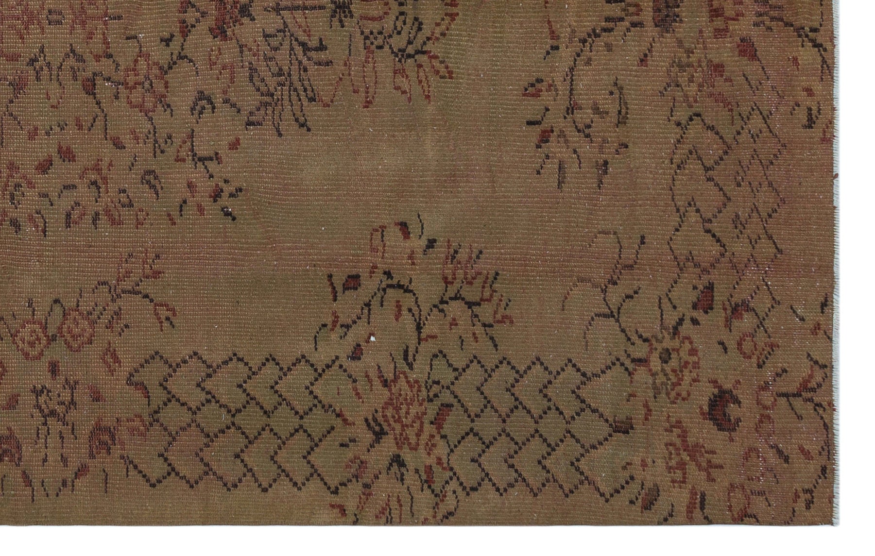Brown Over Dyed Vintage Rug 5'3'' x 8'4'' ft 159 x 253 cm