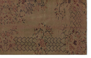 Brown Over Dyed Vintage Rug 5'3'' x 8'4'' ft 159 x 253 cm