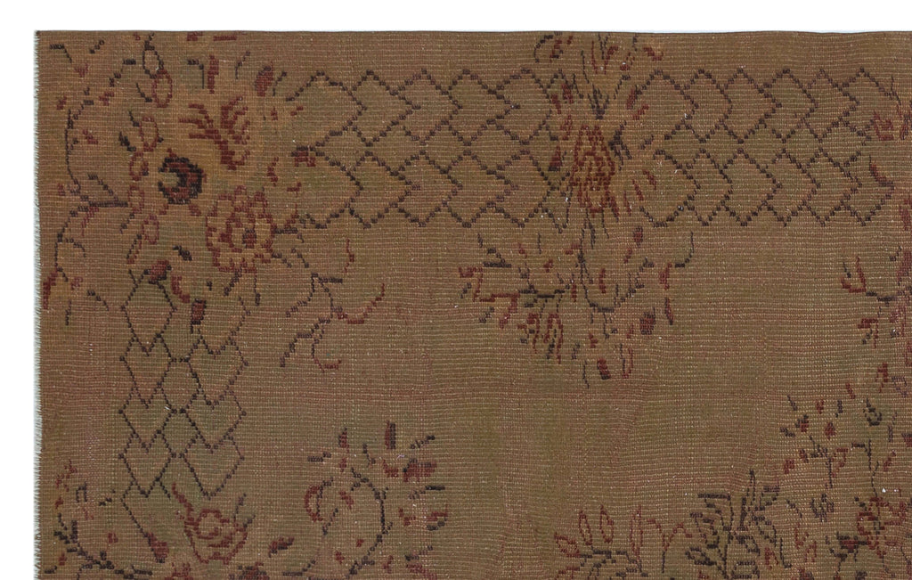 Brown Over Dyed Vintage Rug 5'3'' x 8'4'' ft 159 x 253 cm
