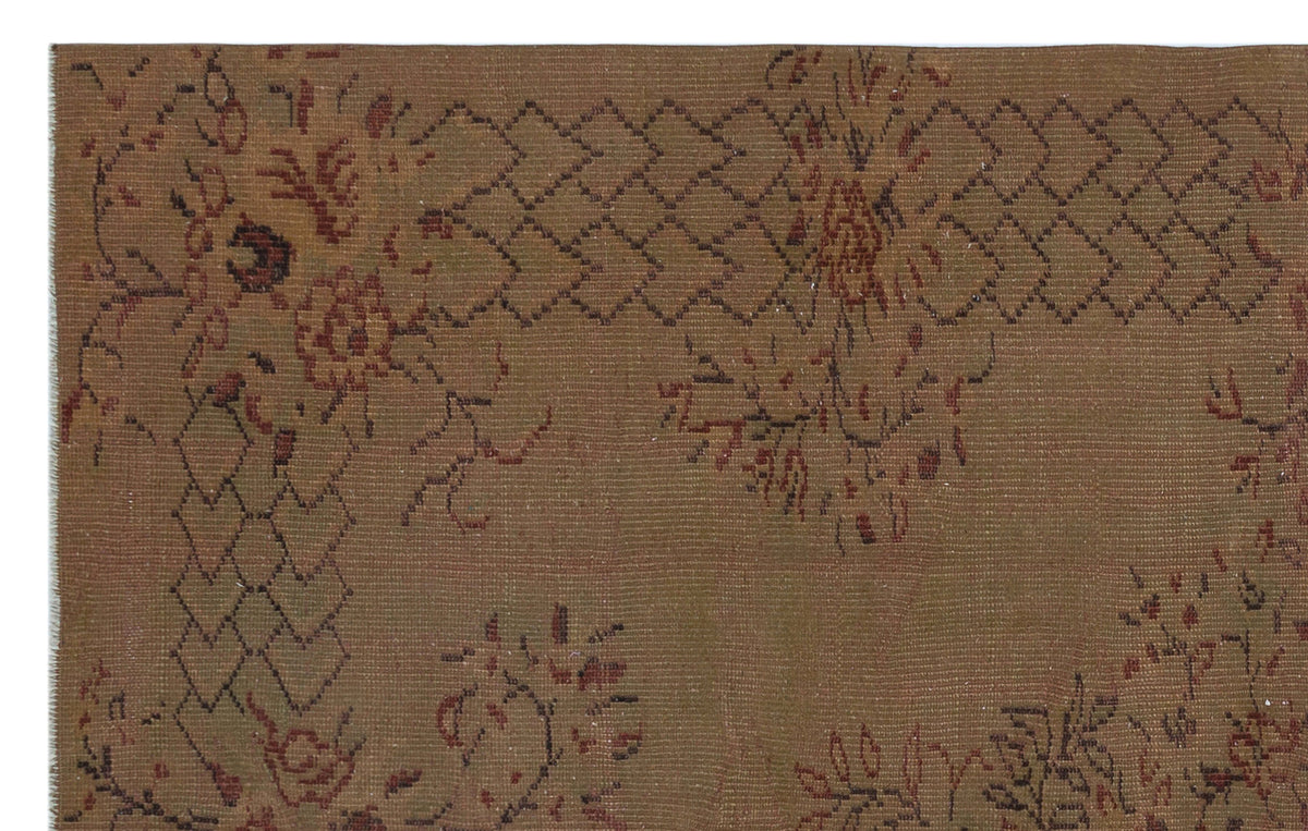 Brown Over Dyed Vintage Rug 5&#39;3&#39;&#39; x 8&#39;4&#39;&#39; ft 159 x 253 cm