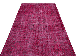Red Over Dyed Vintage Rug 4'11'' x 10'4'' ft 149 x 314 cm