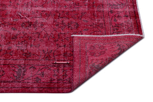 Red Over Dyed Vintage Rug 5'6'' x 9'5'' ft 168 x 288 cm