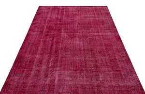 Red Over Dyed Vintage Rug 5'6'' x 9'5'' ft 168 x 288 cm