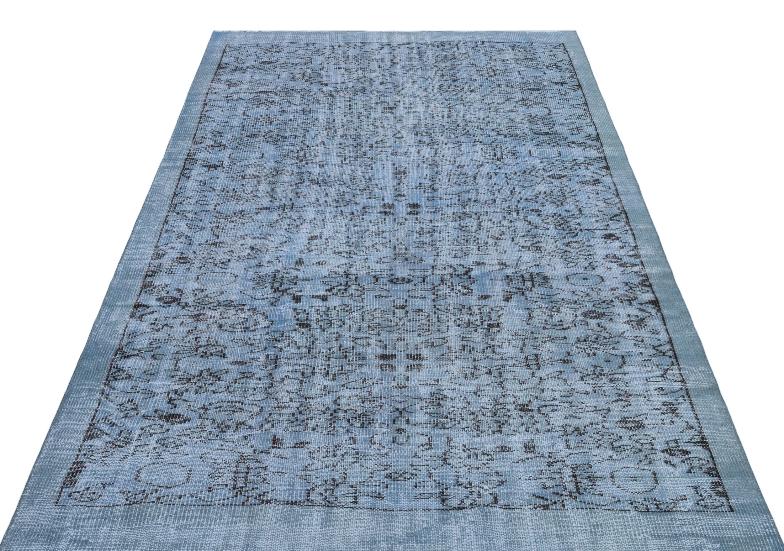 Blue Over Dyed Vintage Rug 5'1'' x 8'6'' ft 155 x 260 cm