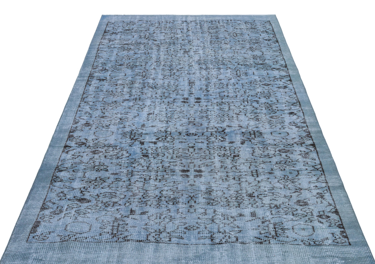Blue Over Dyed Vintage Rug 5&#39;1&#39;&#39; x 8&#39;6&#39;&#39; ft 155 x 260 cm