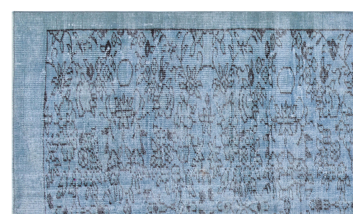 Blue Over Dyed Vintage Rug 5&#39;1&#39;&#39; x 8&#39;6&#39;&#39; ft 155 x 260 cm