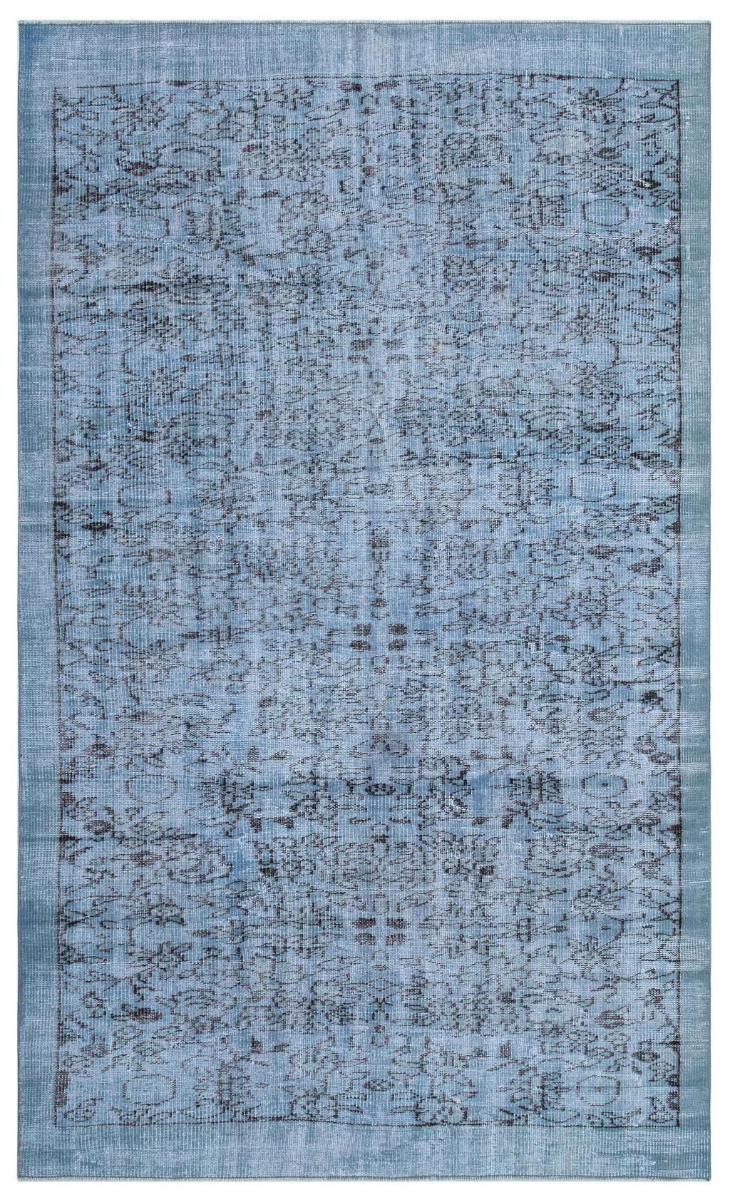 Blue Over Dyed Vintage Rug 5'1'' x 8'6'' ft 155 x 260 cm