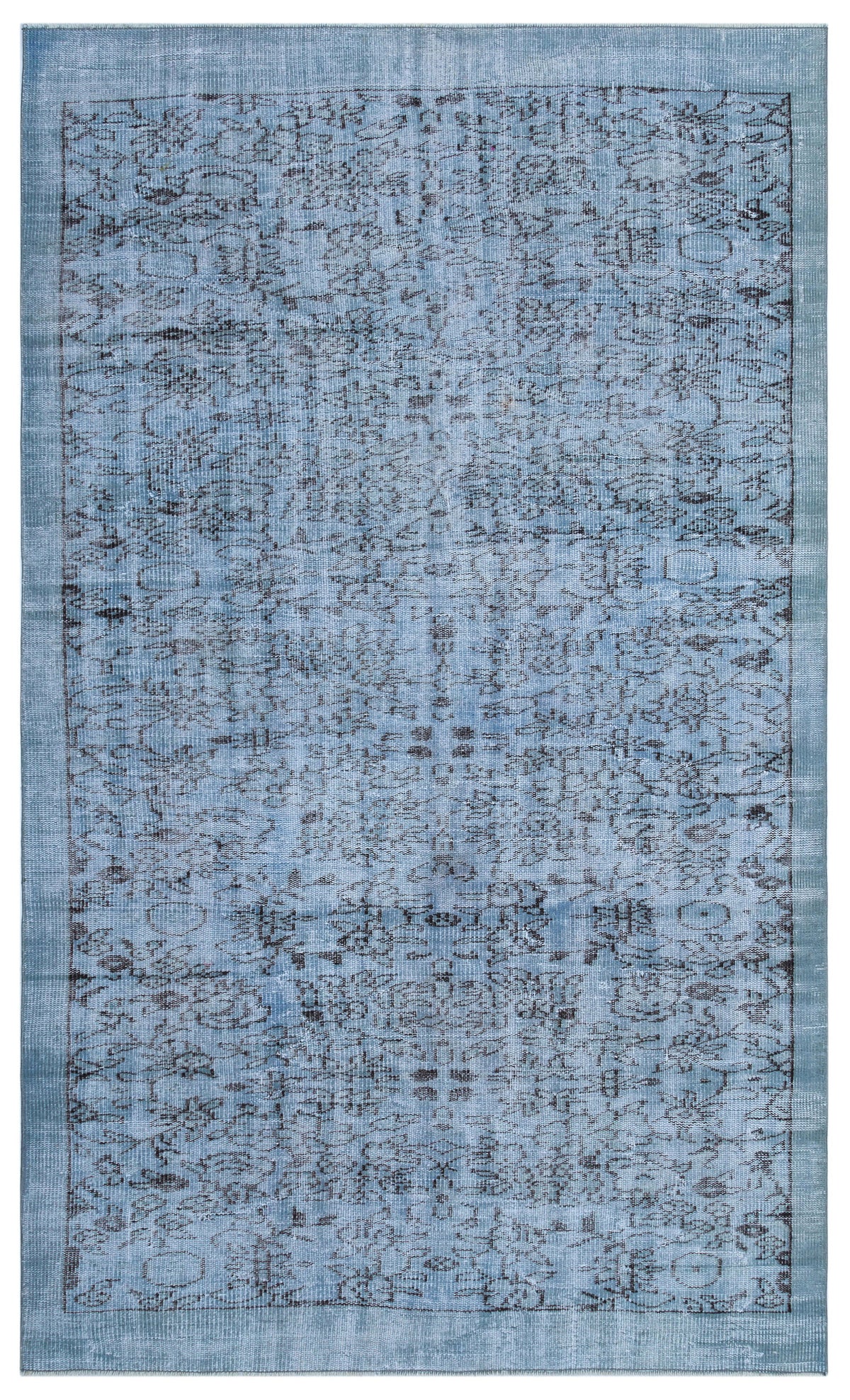 Blue Over Dyed Vintage Rug 5&#39;1&#39;&#39; x 8&#39;6&#39;&#39; ft 155 x 260 cm