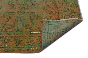 Green Over Dyed Vintage Rug 5'5'' x 8'6'' ft 166 x 258 cm