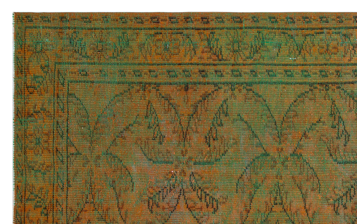 Green Over Dyed Vintage Rug 5&#39;5&#39;&#39; x 8&#39;6&#39;&#39; ft 166 x 258 cm