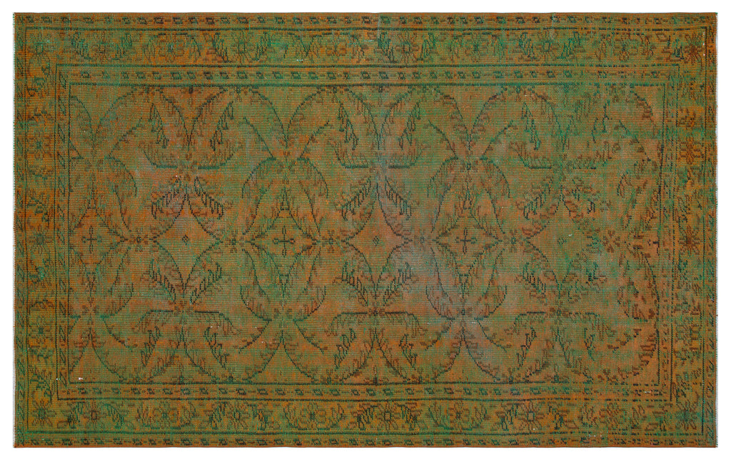 Green Over Dyed Vintage Rug 5'5'' x 8'6'' ft 166 x 258 cm