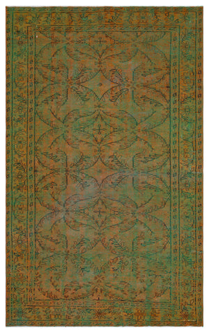 Green Over Dyed Vintage Rug 5'5'' x 8'6'' ft 166 x 258 cm