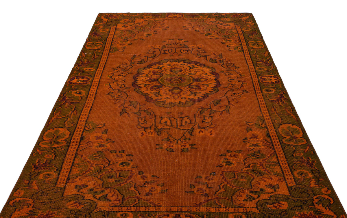 Orange Over Dyed Vintage Rug 5&#39;7&#39;&#39; x 8&#39;6&#39;&#39; ft 170 x 259 cm
