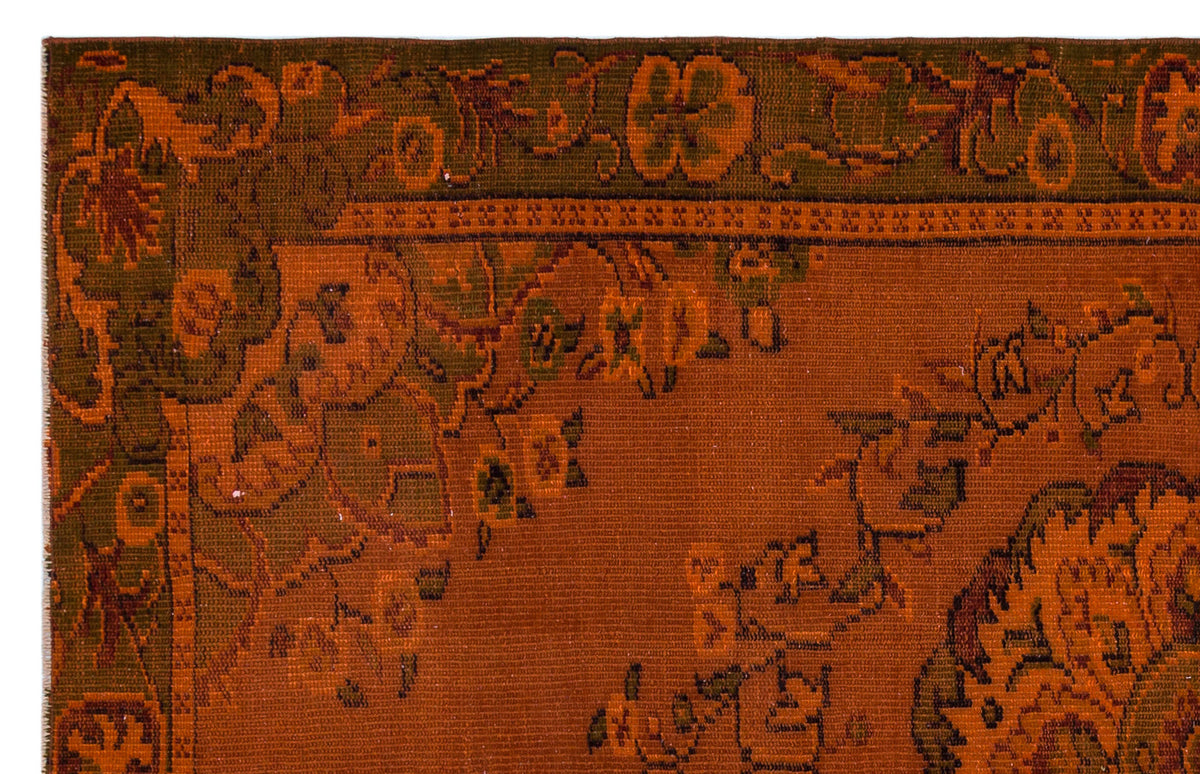 Orange Over Dyed Vintage Rug 5&#39;7&#39;&#39; x 8&#39;6&#39;&#39; ft 170 x 259 cm