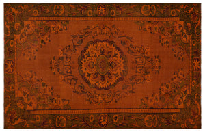 Orange Over Dyed Vintage Rug 5'7'' x 8'6'' ft 170 x 259 cm