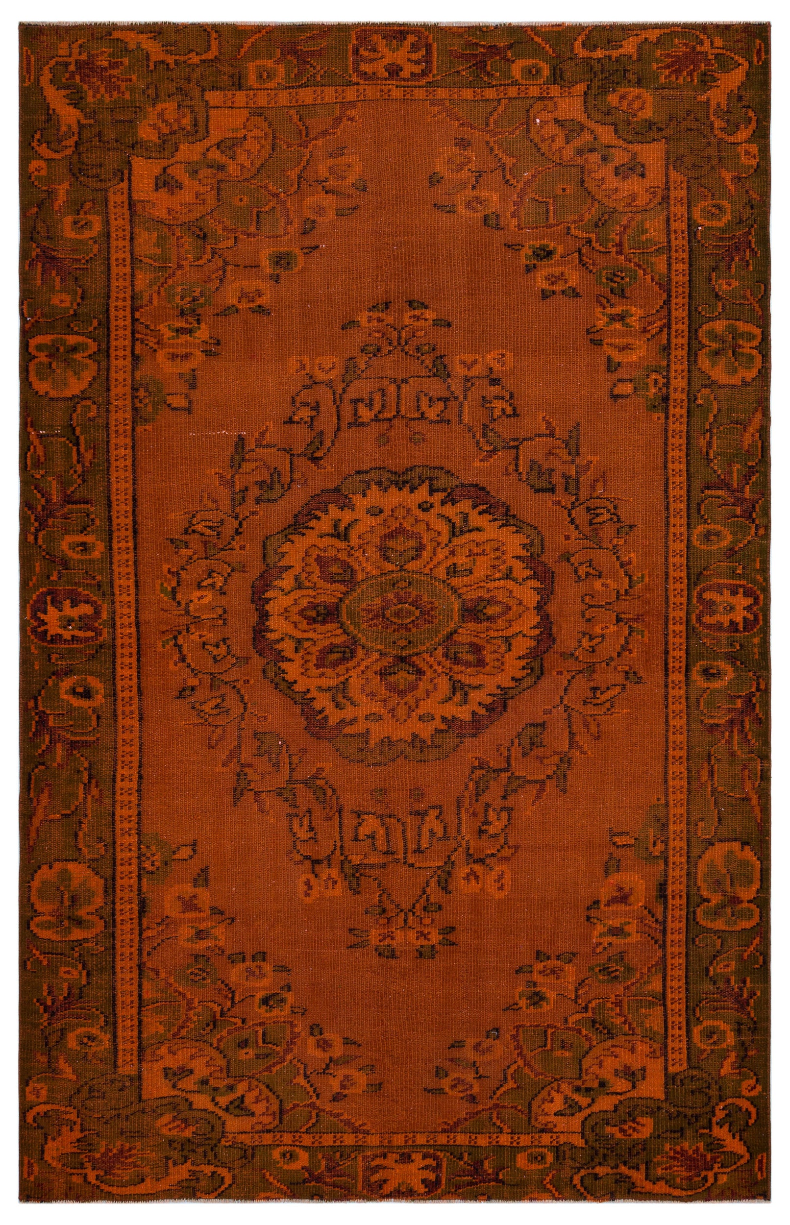 Orange Over Dyed Vintage Rug 5'7'' x 8'6'' ft 170 x 259 cm