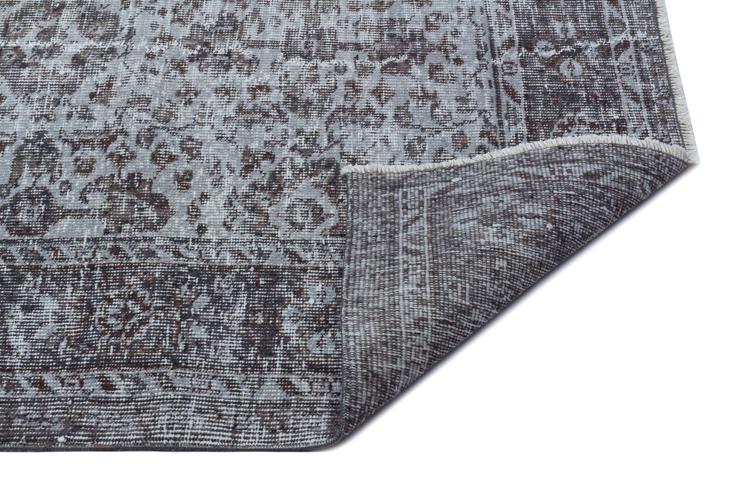 Gray Over Dyed Vintage Rug 6'2'' x 9'3'' ft 189 x 281 cm
