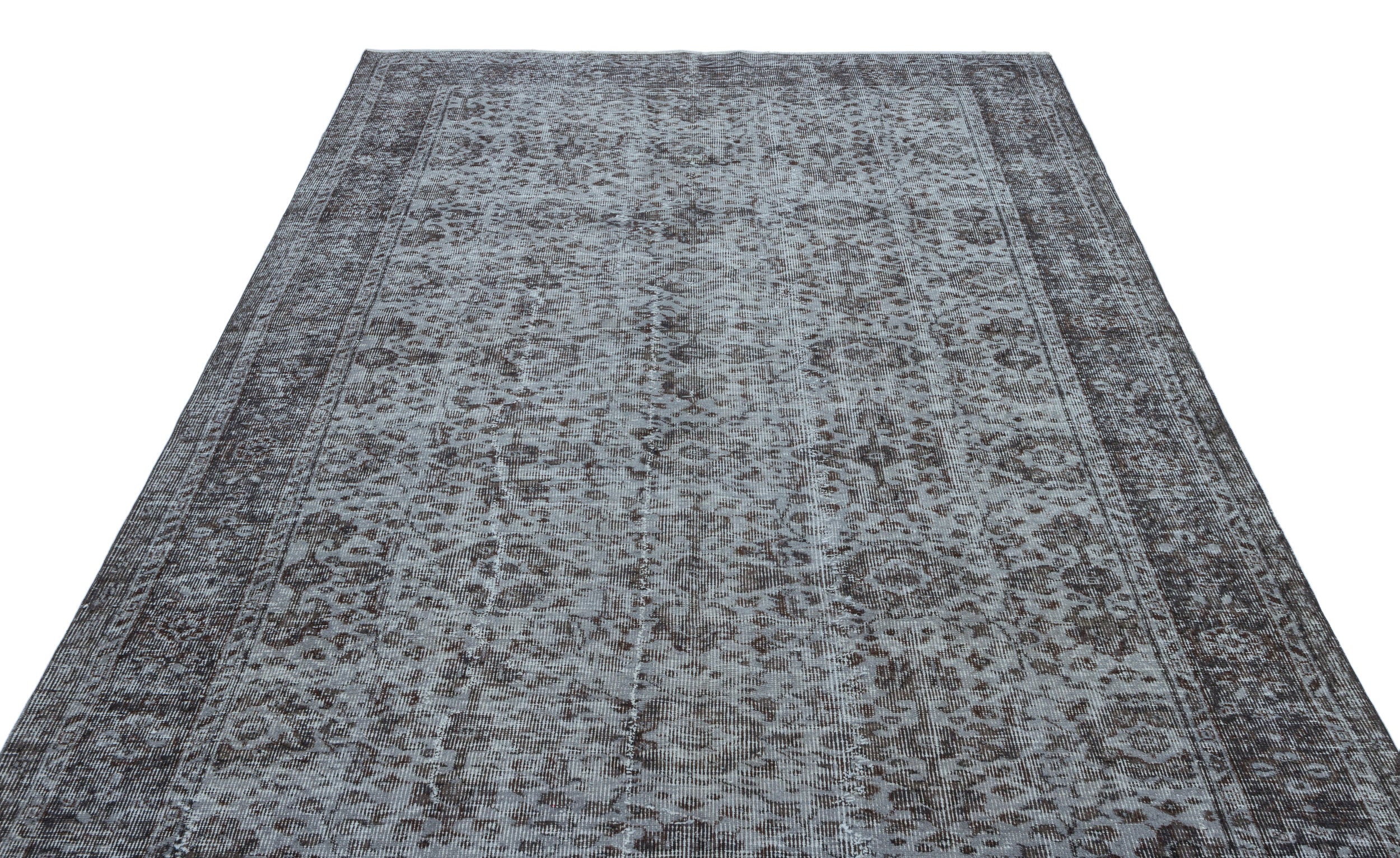 Gray Over Dyed Vintage Rug 6'2'' x 9'3'' ft 189 x 281 cm