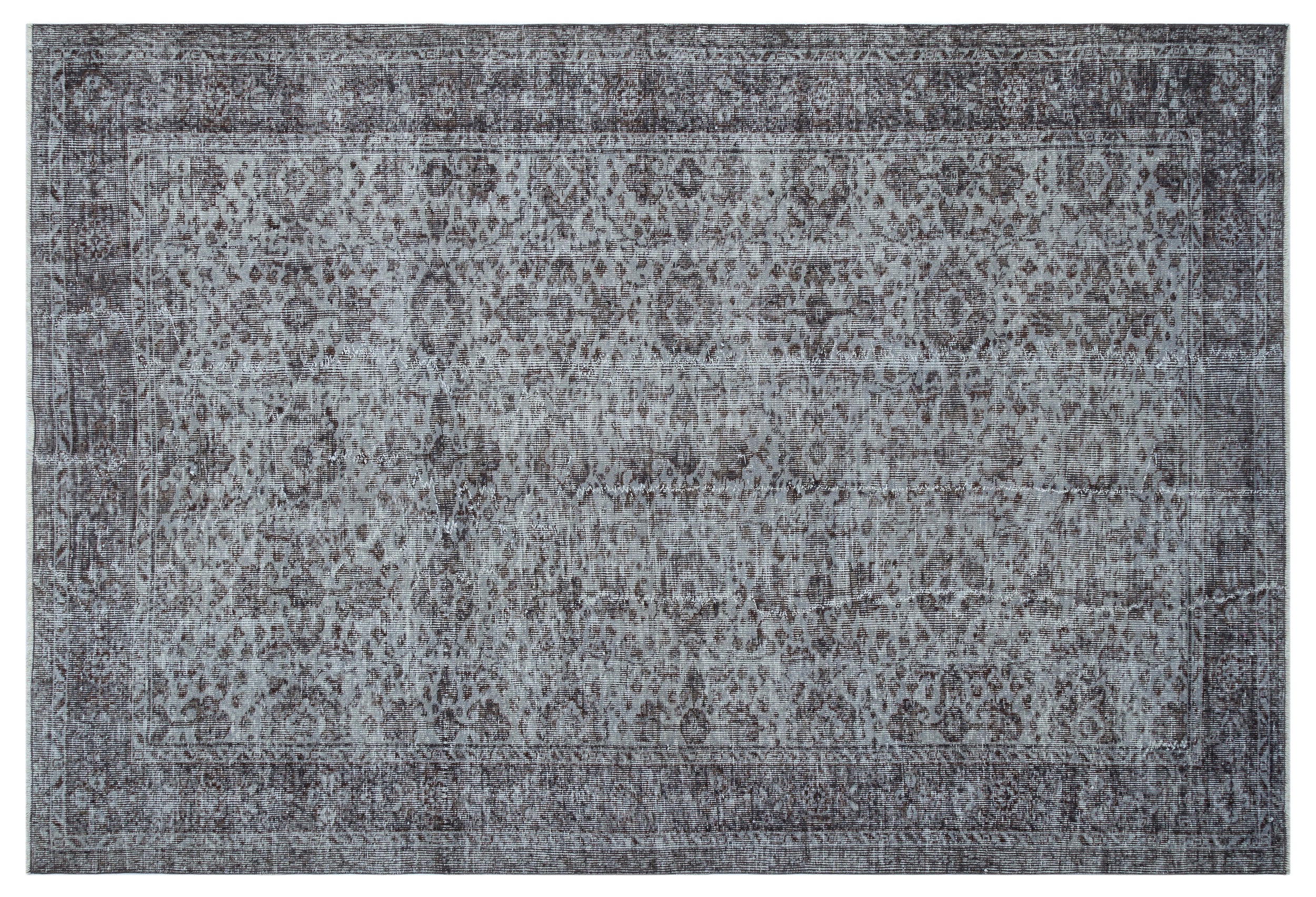 Gray Over Dyed Vintage Rug 6'2'' x 9'3'' ft 189 x 281 cm