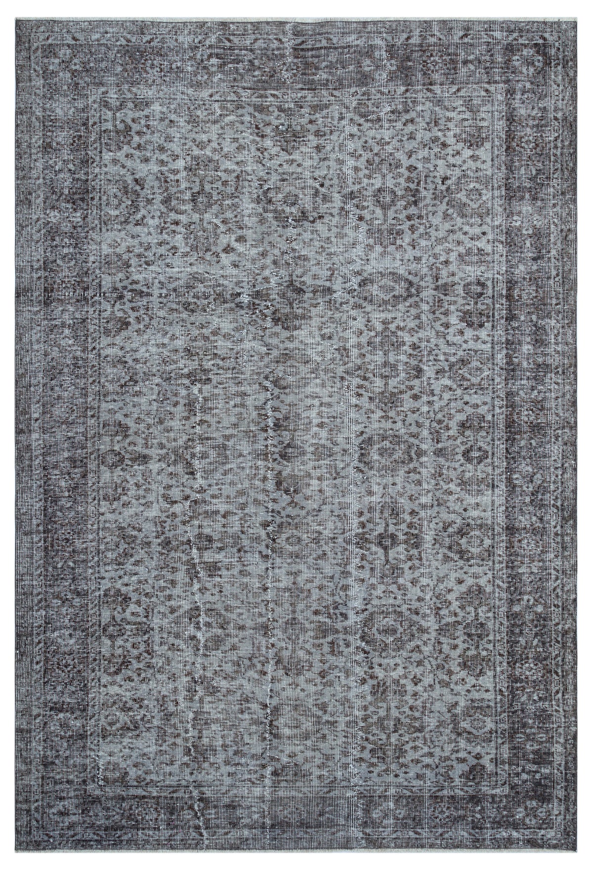 Gray Over Dyed Vintage Rug 6&#39;2&#39;&#39; x 9&#39;3&#39;&#39; ft 189 x 281 cm