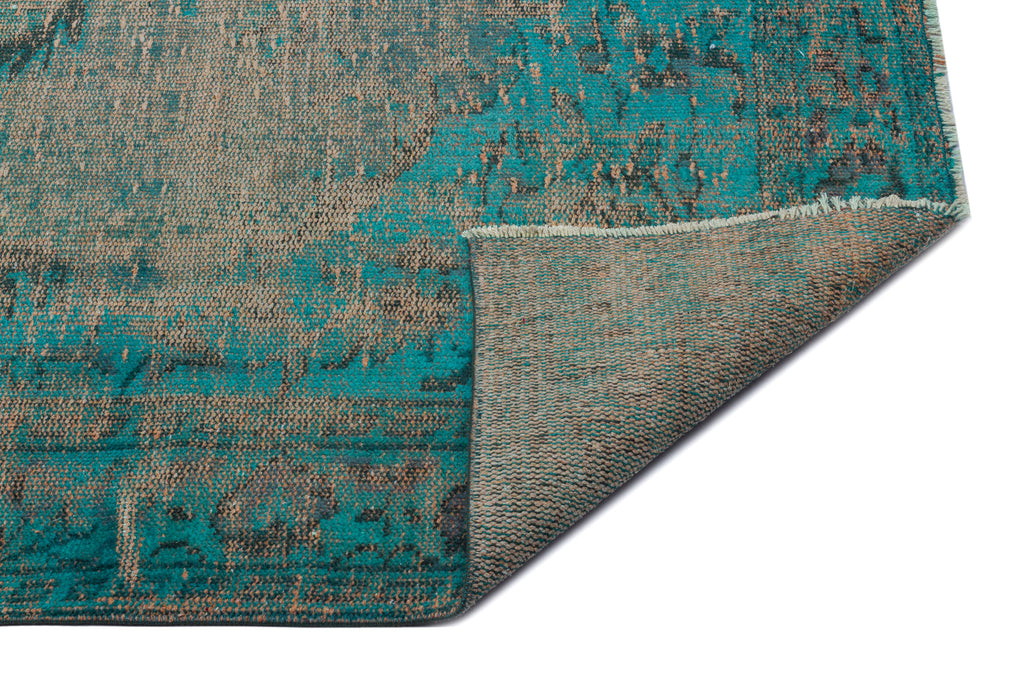 Turquoise  Over Dyed Vintage Rug 5'6'' x 8'9'' ft 168 x 266 cm