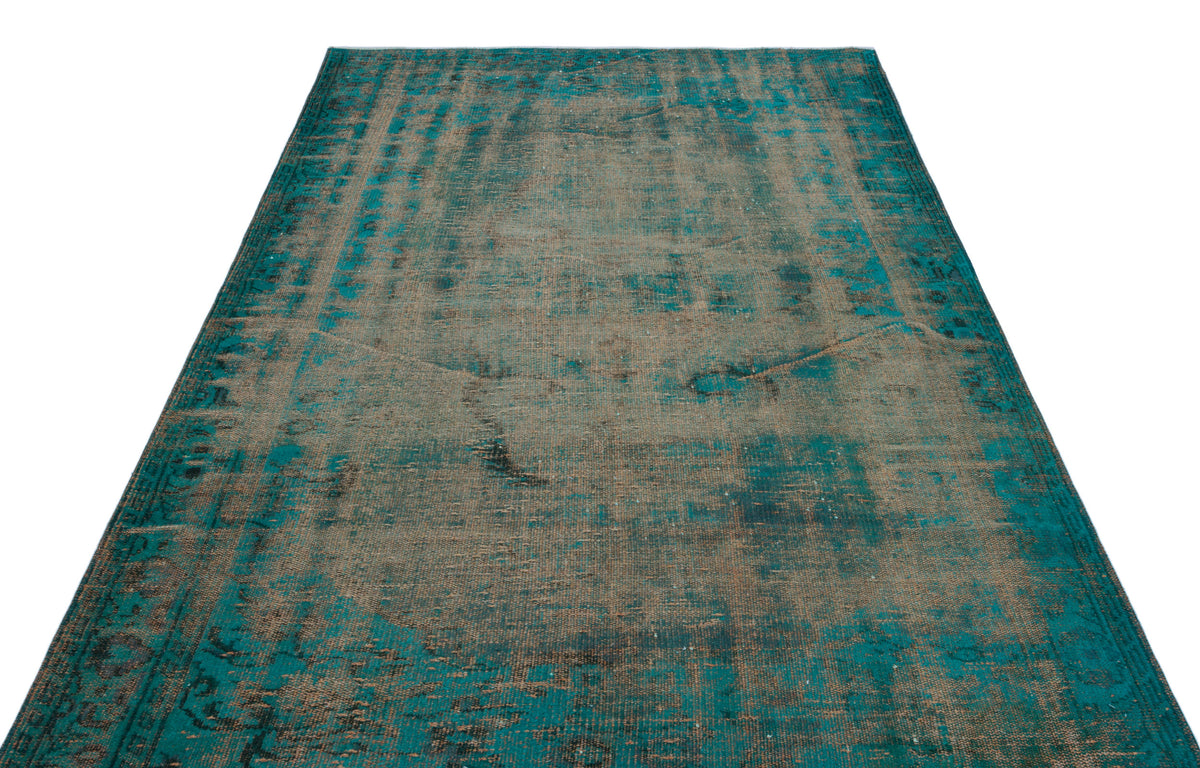 Turquoise  Over Dyed Vintage Rug 5&#39;6&#39;&#39; x 8&#39;9&#39;&#39; ft 168 x 266 cm